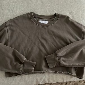 TNA cozy fleece cropped boyfriend sweatshirt/ crewneck
